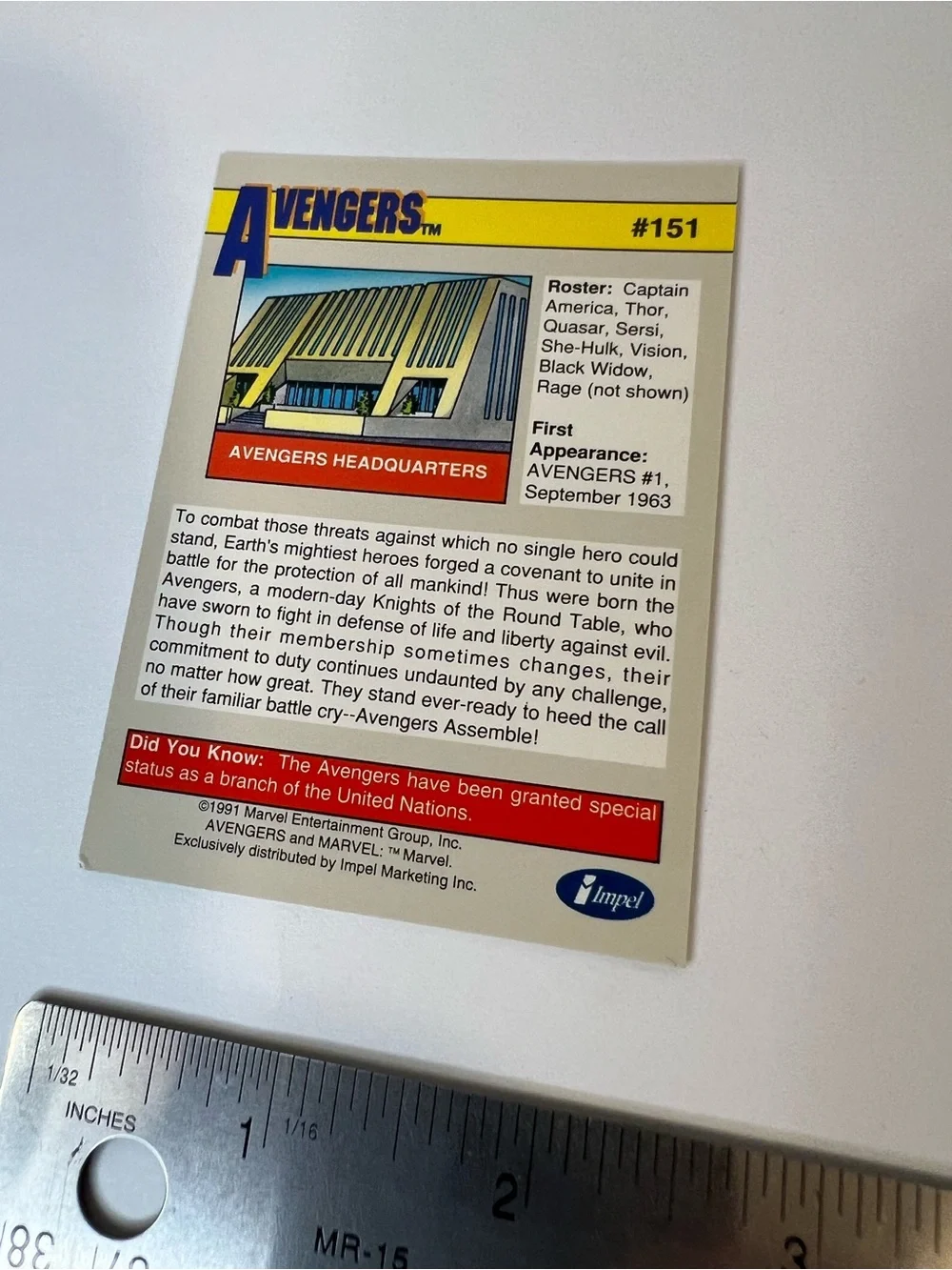 1991 IMPEL MARVEL TEAMS CARD #151 AVENGERS